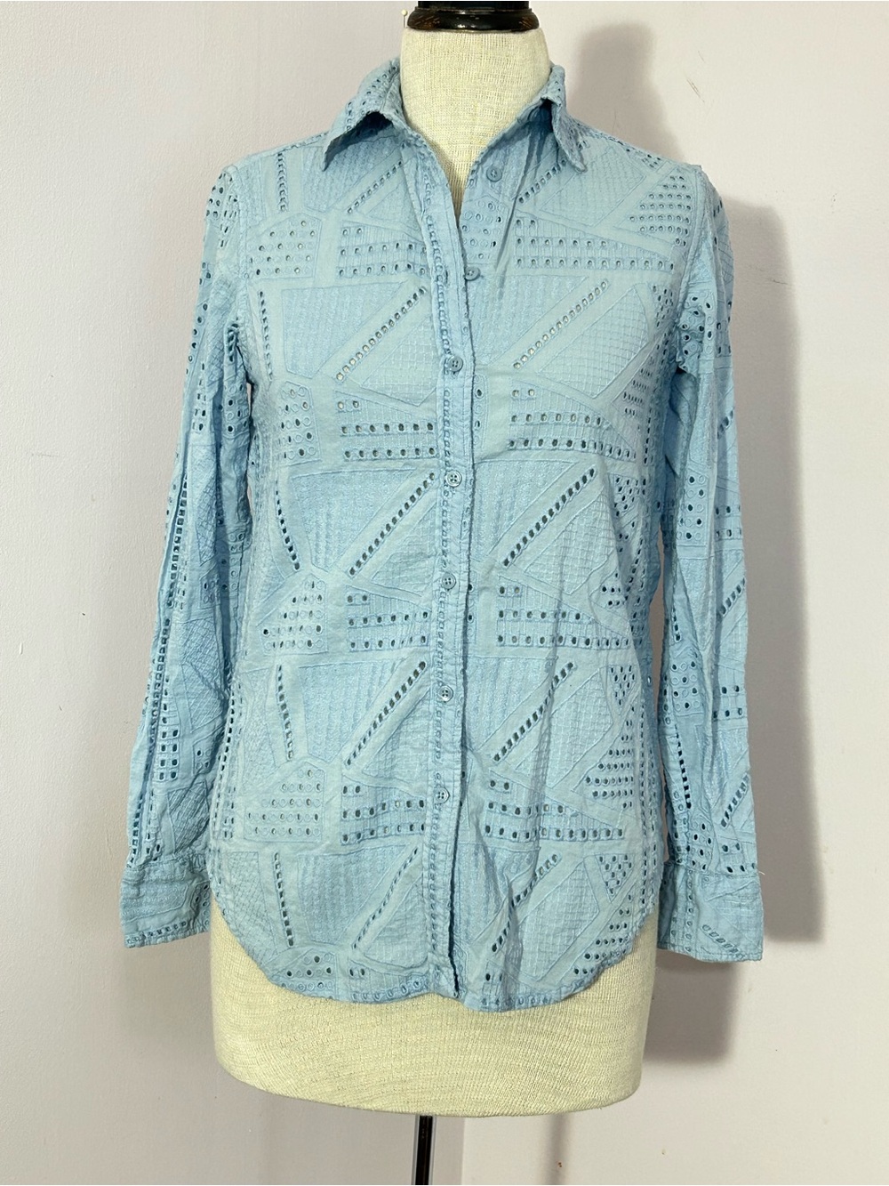 Lauren Ralph Lauren Eyelet Lace Button Up Shirt XS
